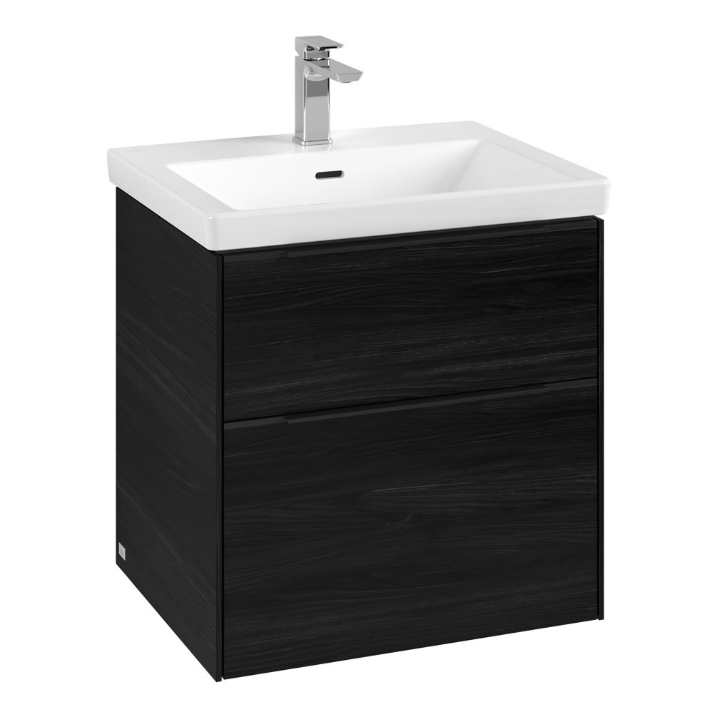 Cutout image of Villeroy & Boch Subway 3.0 Black Oak 600mm Wall-Hung Basin Vanity Unit